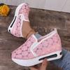Fashion Fashion Embroidered Platform Sneakers for Women 2025 Summer Breathable Mesh Sports Shoes Woman Thick Sole Slip On Casual Shoes
