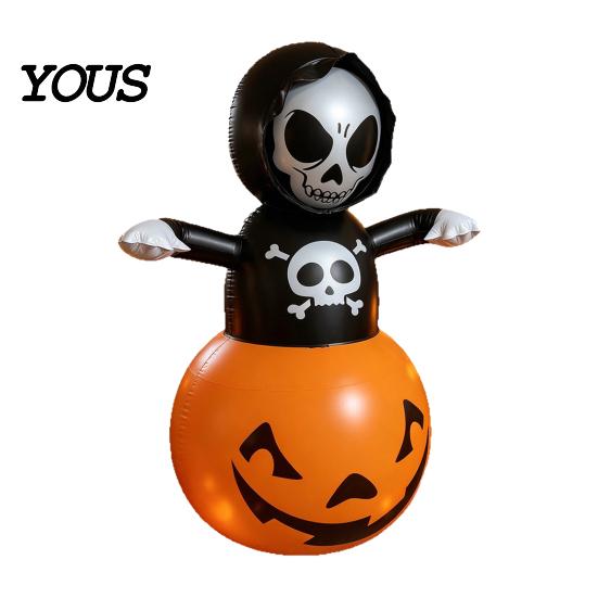 Halloween Party Decoration Inflatable Grim Reaper Decoration, Large Spooky Blow Up Easy Setup Prop with Pumpkin for Yard, Lawn, Porch, Haunted House,