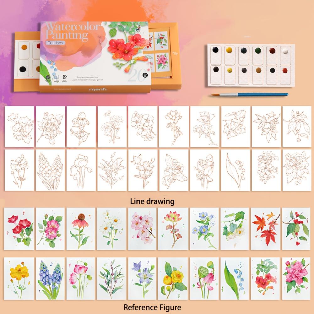 

1 set of watercolor painting set, including 20 sheets of paper and art supplies, watercolor painting supplies оранжевый