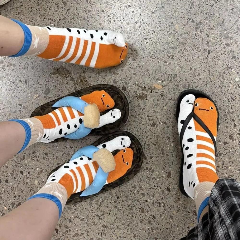 Deep-sea Animals Funny Fish Tube Socks Whale Toe Separator Socks Fashion Two Toe Socks  Slippers