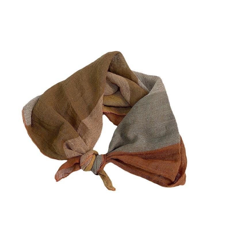 Clearance Welfare Retro Linen Square Scarf Literary And Versatile Women'S Summer Neck Protection Cotton And Linen Small Silk Scarf Scarf Printed Model