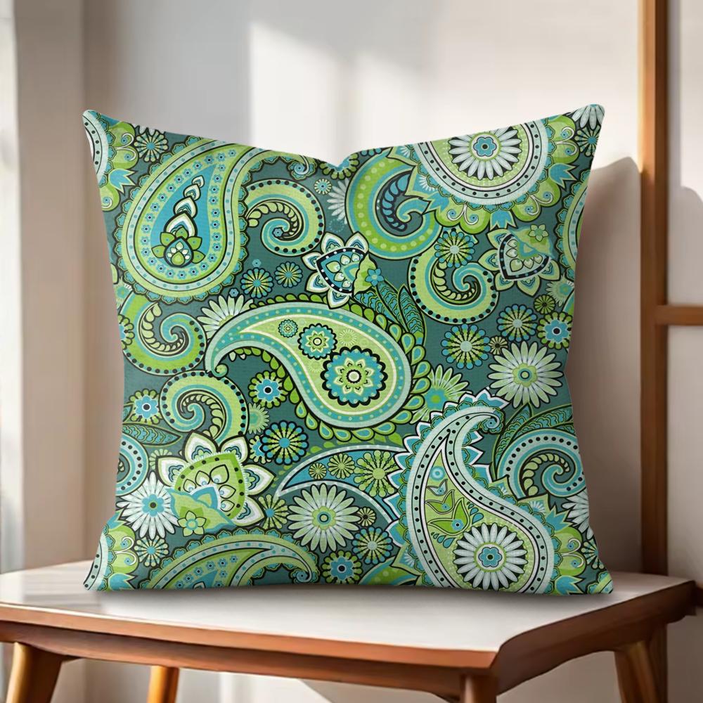 Painted Design PPaisleyS Cushion Cover Natural Linen Organic Fabric DoubleSided Printing Couch Pillow Covers Home Decor