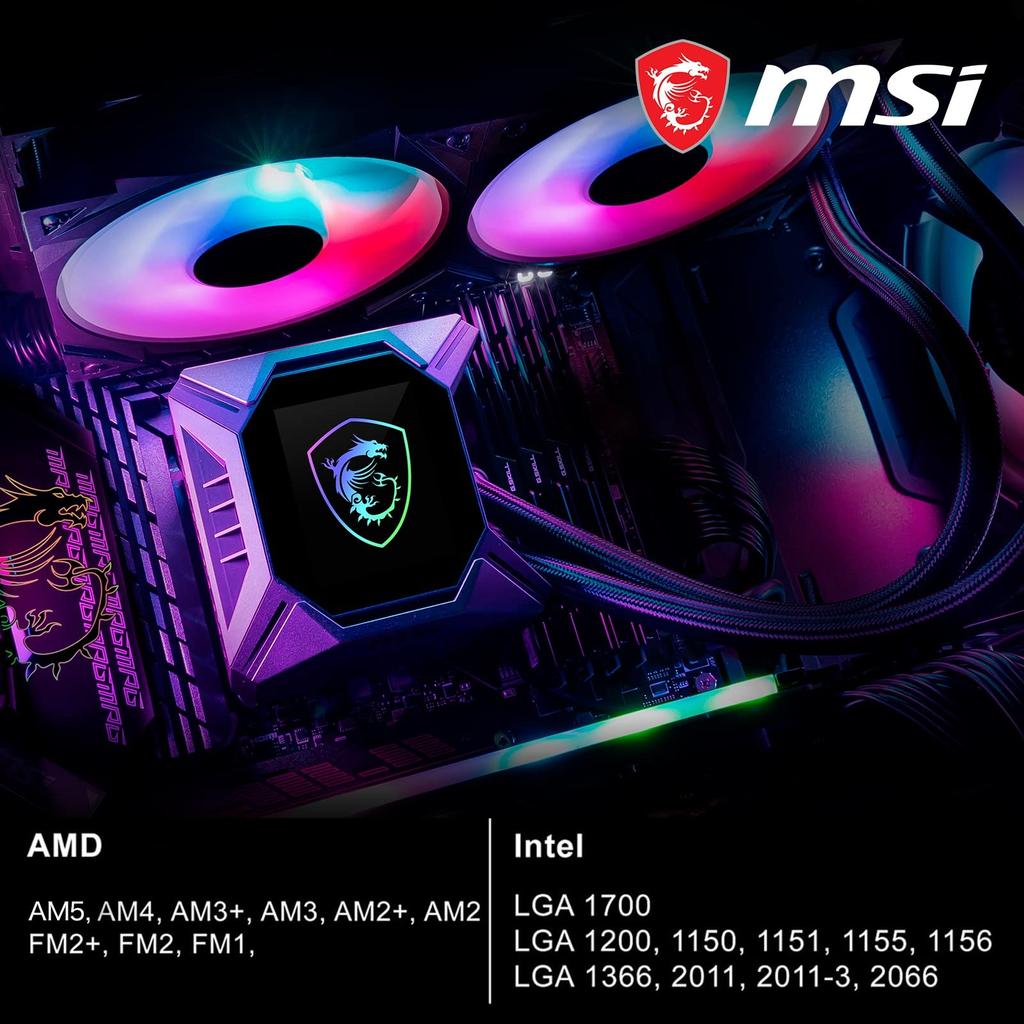 MSI MPG CORELIQUID K240 V2 All-in-One Liquid CPU Cooler, LGA1700 Compatible, FN1699 Black
