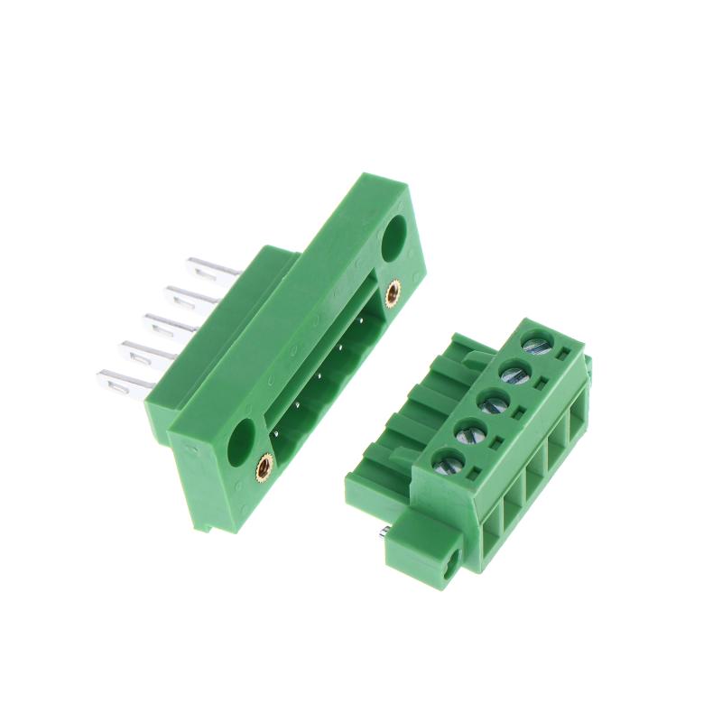 1Set 2Edgwb + 2Edgkm 5.08 Bulkhead Screw Terminal Block Wire Connectors 5.08Mm Pitch Male/Female Pluggable Terminal Plug Jacks