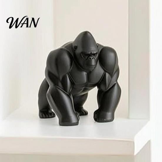 Sophisticated Space Styling 3D Printed Gorilla Sculpture Ornament Minimalist Modern Art Figurine with Strength Expression Decor Detailed Texture