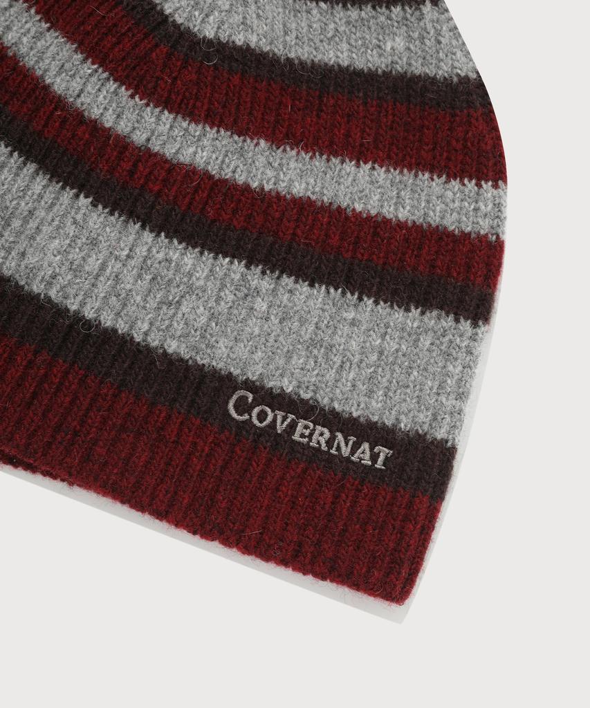 COVERNAT Logo Stripe Uncuff Beanie Wine