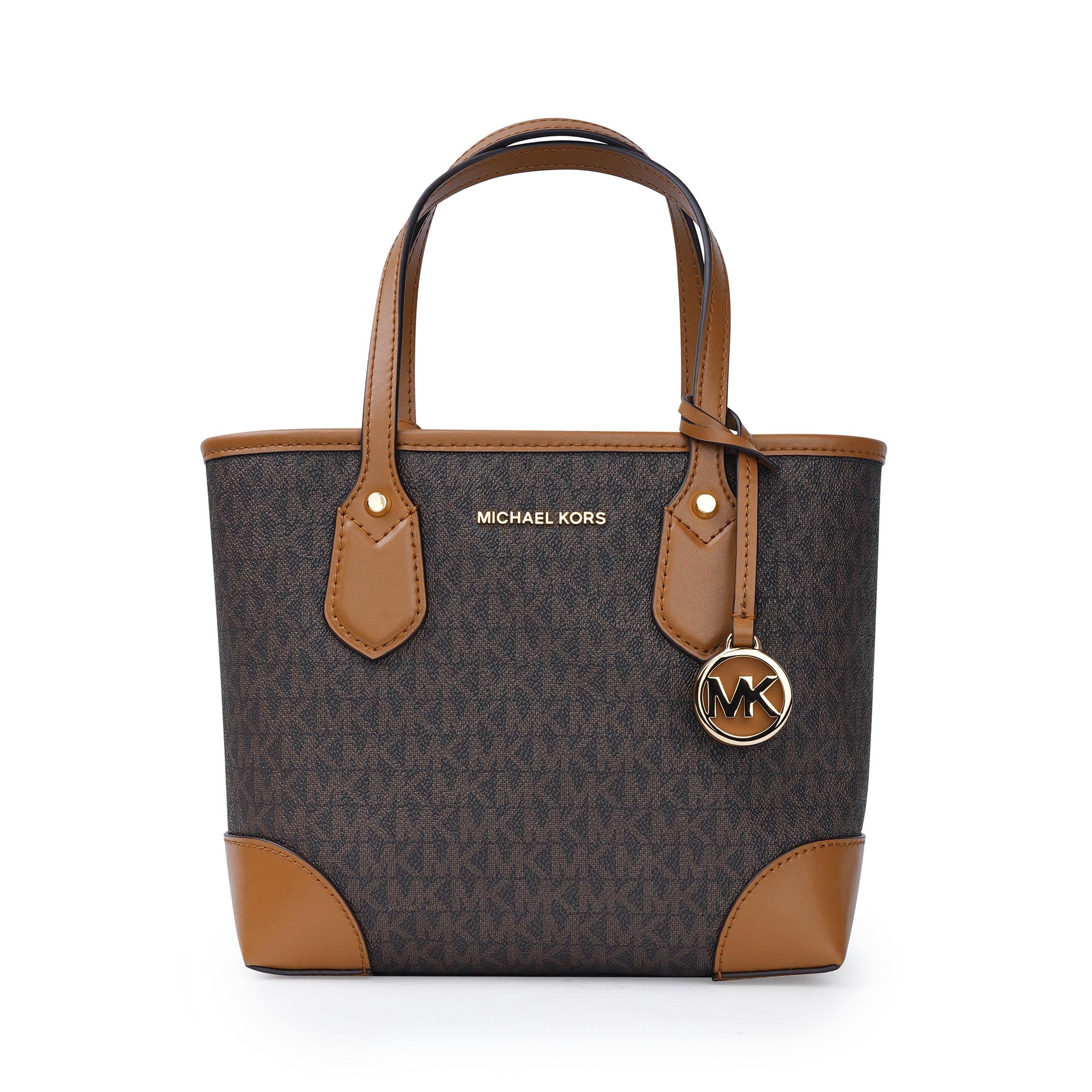 

Michael Kors MK Eva Monogram Vintage Leather Tote Bag Women Tote Dark-Brown 30F9GV0T1B-252 Basic Set (Bag+Dust Bag)