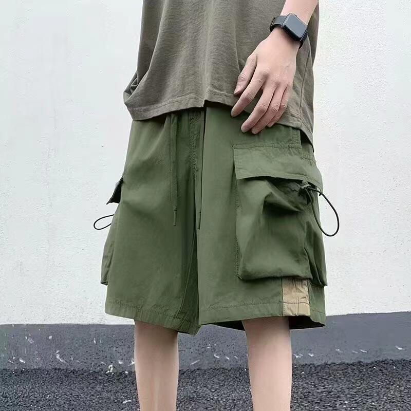 Arbeitsshorts im amerikanischen Stil für Herren, Sommer, dünner Schnitt, große Taschen, Freizeithose, lockere, gerade Fünf-Minuten-Hose