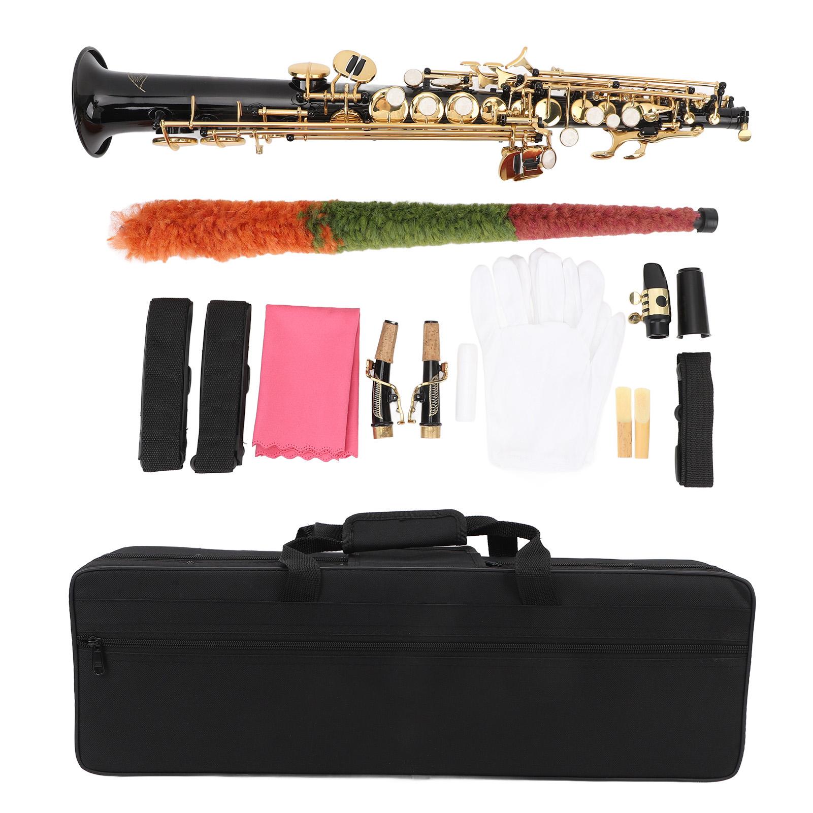 Awinner Bb Key Saxophone Kit Brass Straight Soprano Sax Woodwind Instrument With Mouthpiece And Double Curved Neck