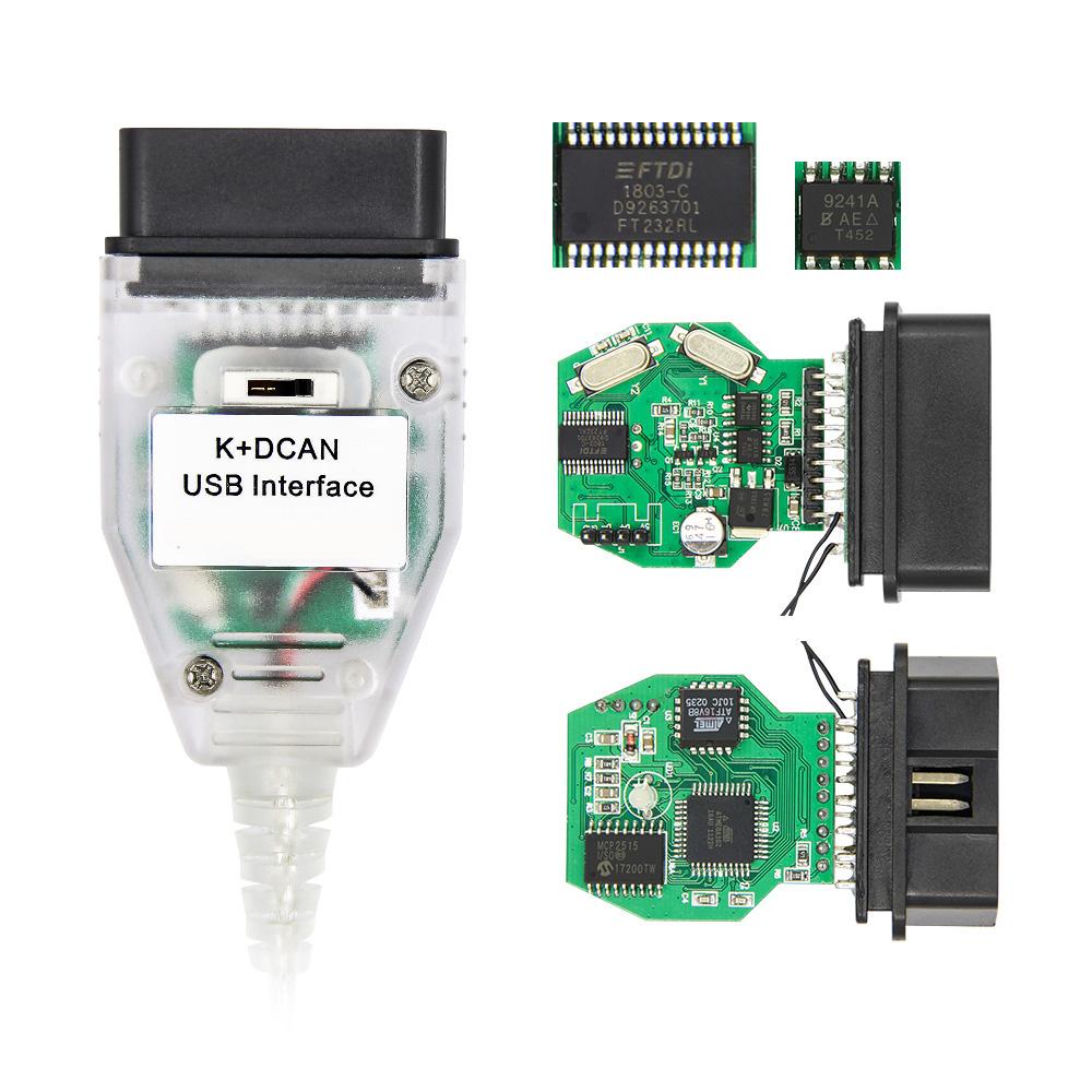 For K+DCAN FTDI 9241A With Switch K DCAN OBD 2 OBD2 Interface OBDII Car Diagnostic Auto Tools K-line K line For Inpa Cable