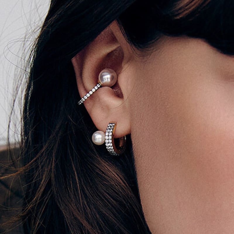 Hyeres-lor Noaiyu Silver (Y) Antique Pearl Point Full One-Touch Earrings HL3E28340Y9XXX