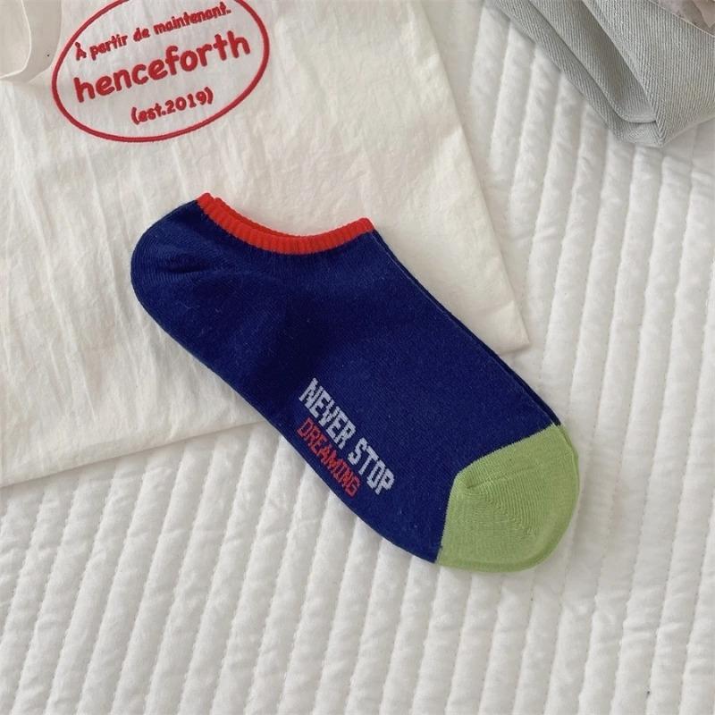 

Женские летние тонкие новые цветные носки-лодочки спортивного типа с надписью 1 pair темно-синий