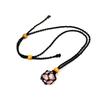 Adjustable Natural Black Stone Mesh Necklace with Woven Bag - Sweater Chain N168