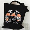 Cute Coffee Ghosts Canvas Tote Bag Women Halloween Ghost Shopping Bag Student Cartoon Style Female Reusable Handbag