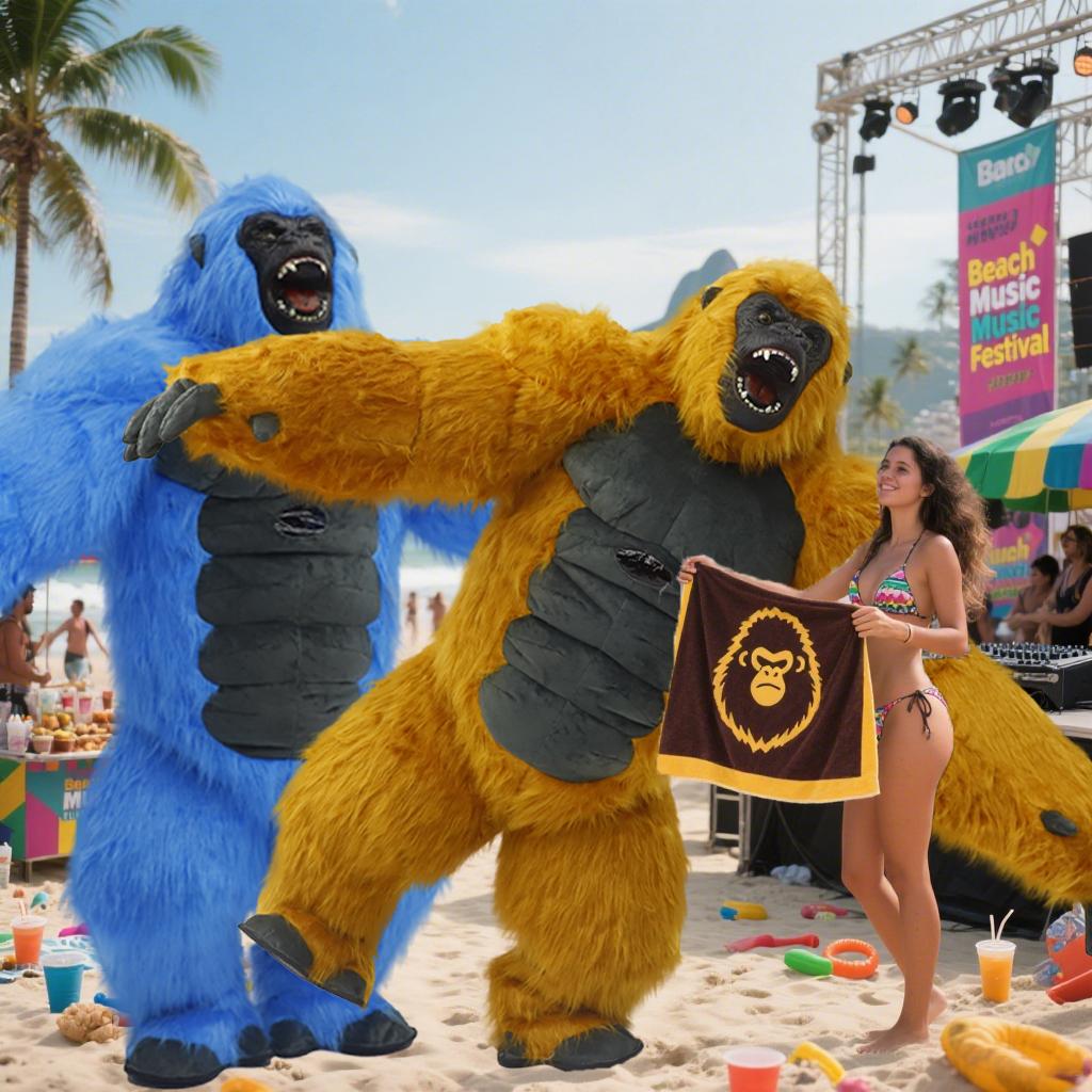 Adult Inflatable King Kong Costume Colorful Plush Gorilla Suit for Halloween Carnival Party Mascot Dress Up