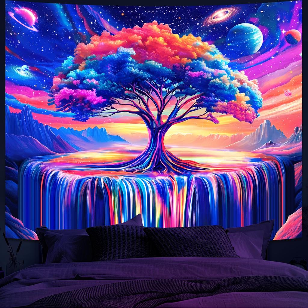 Boho Mandala Nature Tapestries Bedroom Decor,Sun and Moon Celestial Starry Night Poster,Mandala flowers tapestry wall hanging