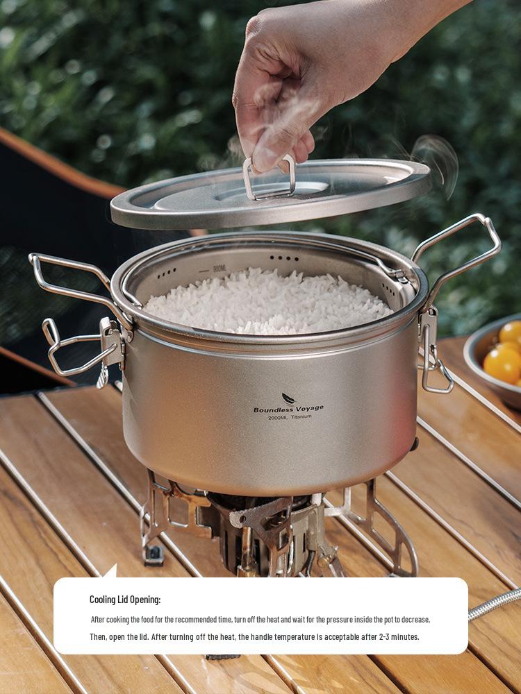 Essential Pure Titanium Micro-Pressure Cooker: Outdoor Camping Cooking, Soup, Stew, Rice Steaming Pot with Large Capacity, Multi-purpose Use