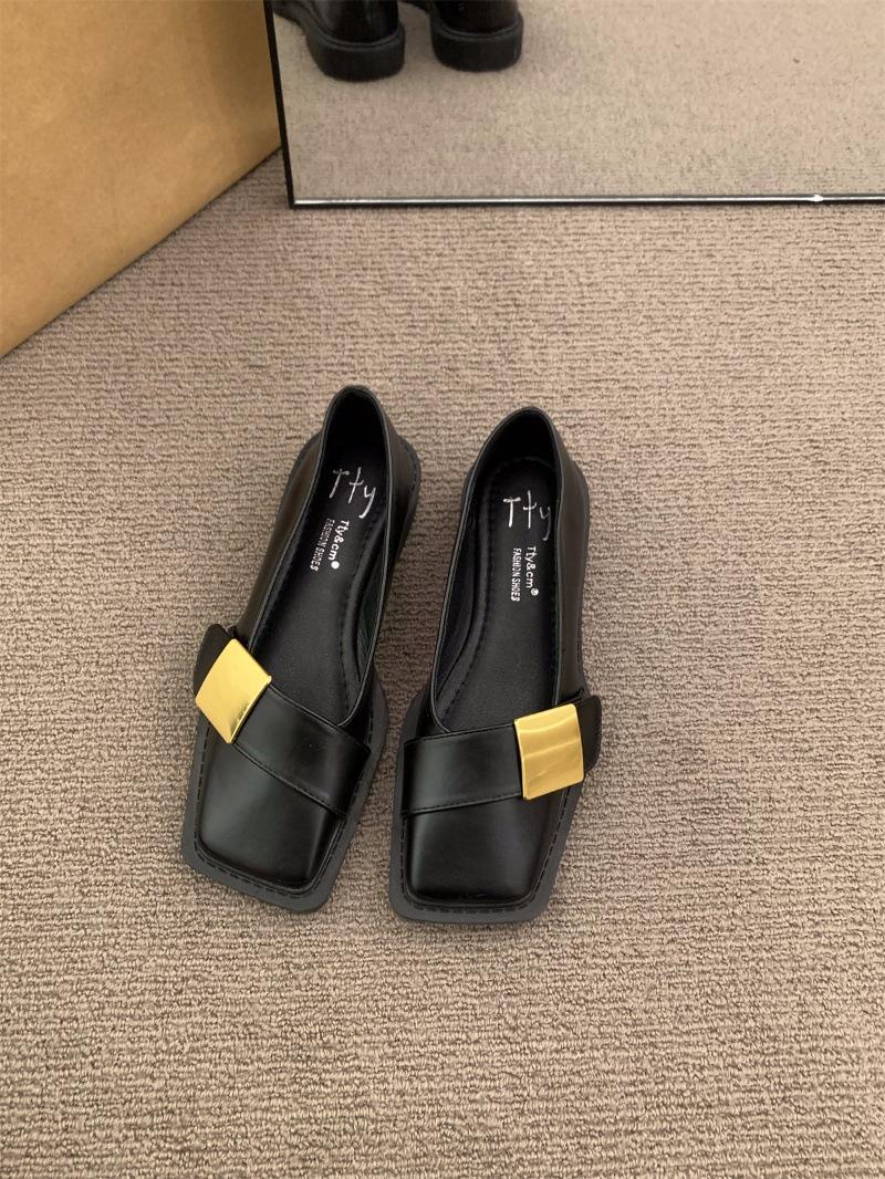 

Ретро черные маленькие кожаные туфли женские шапочки с золотыми пуговицами ~ весенне-летняя одежда для вечерних платьев Мэри Джейн одинарные туфли 38 чёрный