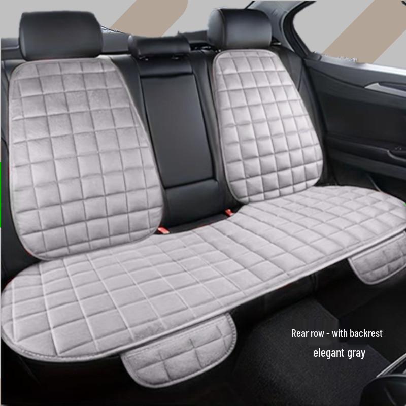 Universal Non-Slip Crystal Velvet Car Seat Cushion with Backrest for All Seasons