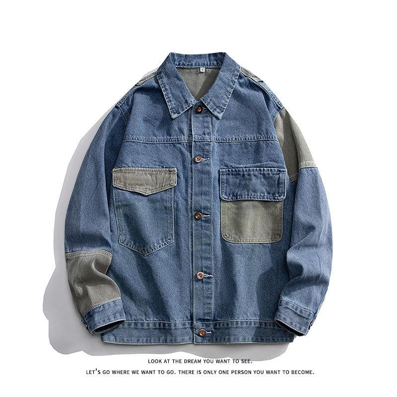 2025 Men's Plus Size Casual Denim Jacket: Trendy Patchwork, Loose Fit