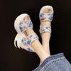 New sandals muffin Velcro large size platform sandals colored super high heel women's shoes