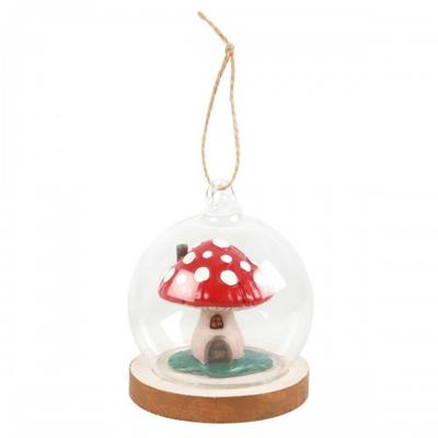 Glass Mushroom House Hanging Decoration