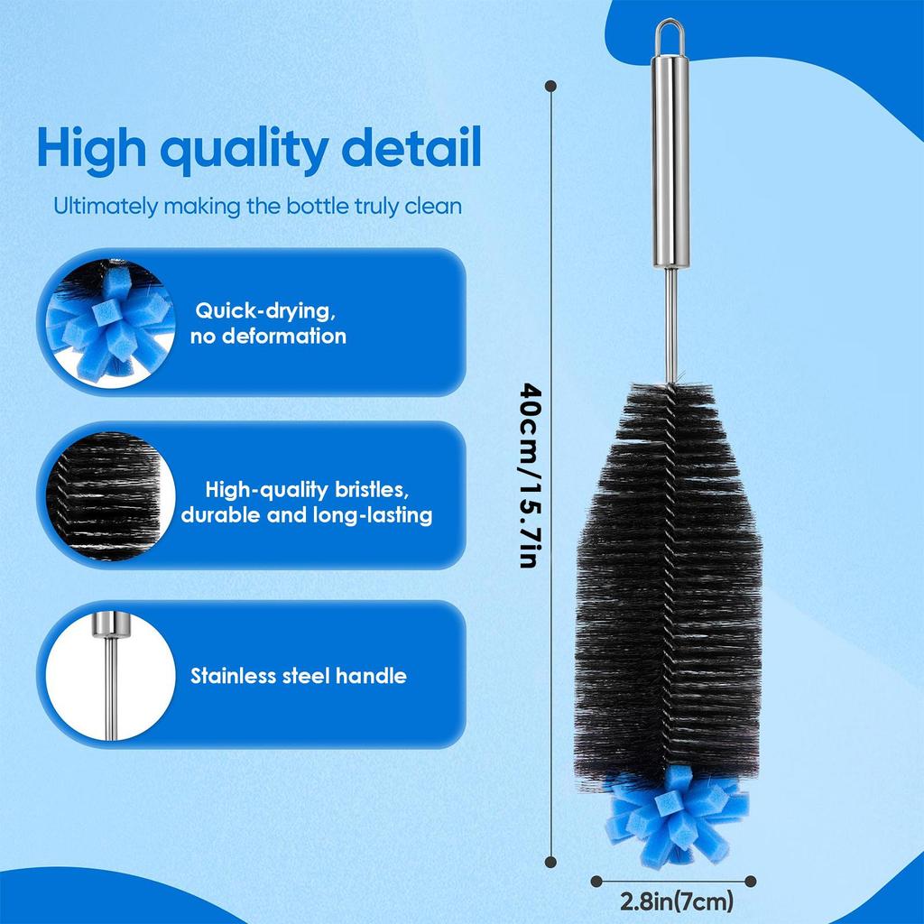 Bottle Cleaning Brush Stainless Steel Long Handle Bottle Brush Stainless Steel Scrubber Tool Reusable Washing Kitchen