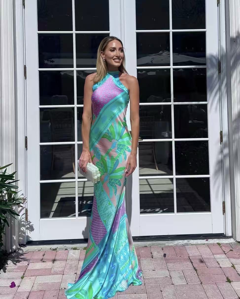 Europe, America 2026 summer new fishtail sexy printed slim dress S