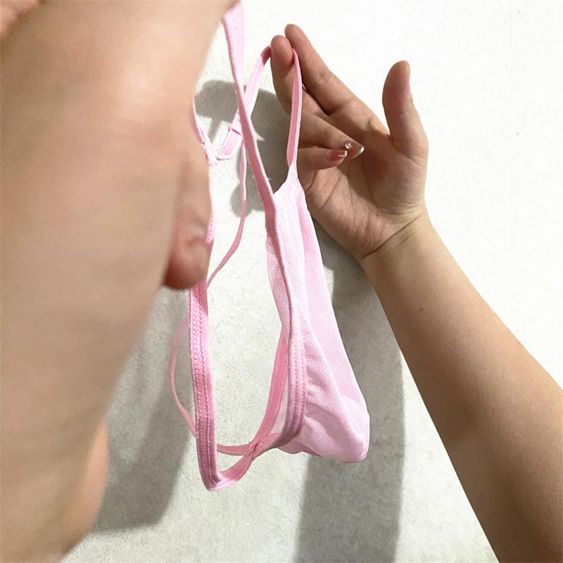 1Pc Underwear Men Lingerie Low-waist Polyester Fiber Solid Color Thongs Bulge Pouch Thin Pouch Panties