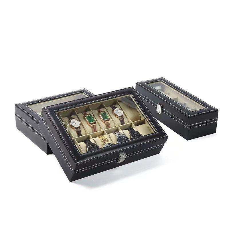 Delesys 2/3/4/5/6/8/9/10/12/20 Slots Household Multi Functional Watch And Jewelry Storage Box Pu Leather Watch Display Case