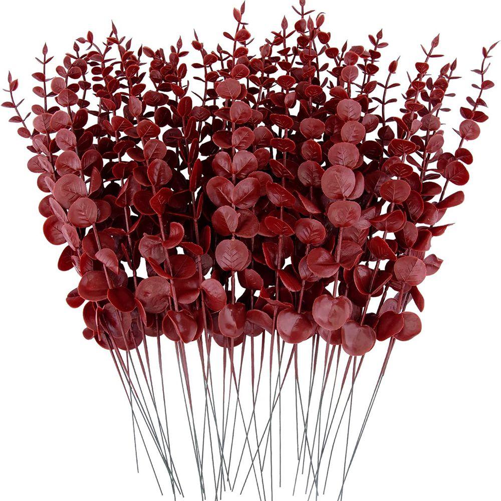 

Golden Multicolor Artificial Eucalyptus Leaves Faux Greenery Branches Wedding bride bouquet Home vase table diy gift Decor parts 10pcs
