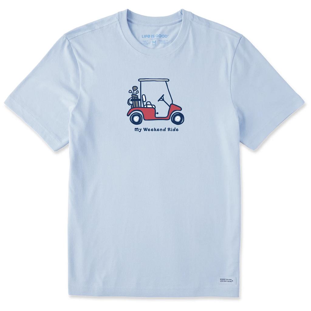 Das Leben ist gut. Herren Mein Wochenend-Ride Golf SS Crusher T-Shirt, Gletscherblau