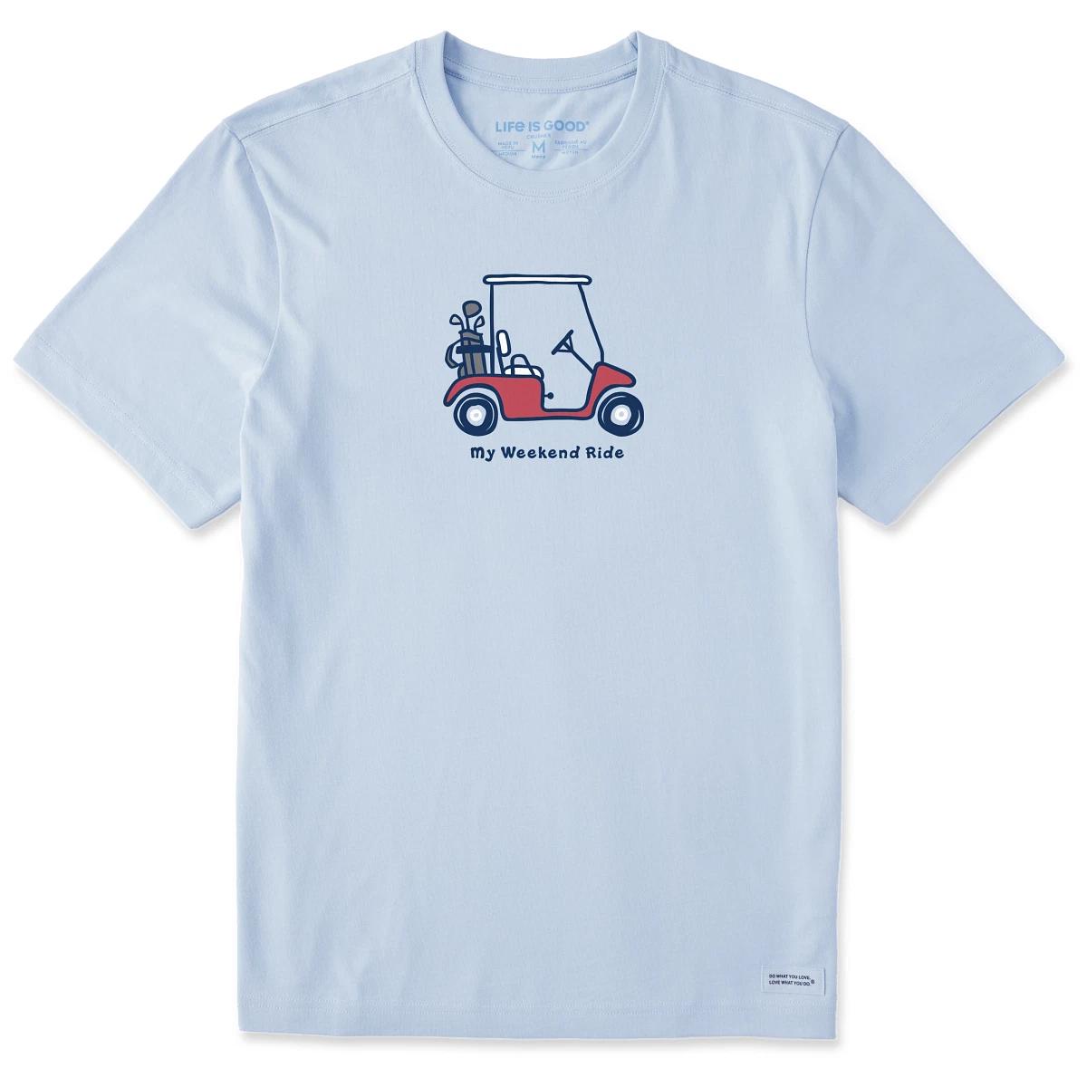 Life is Good. Men s My Weekend Ride Golf SS Crusher Tee, Glacier Blue S