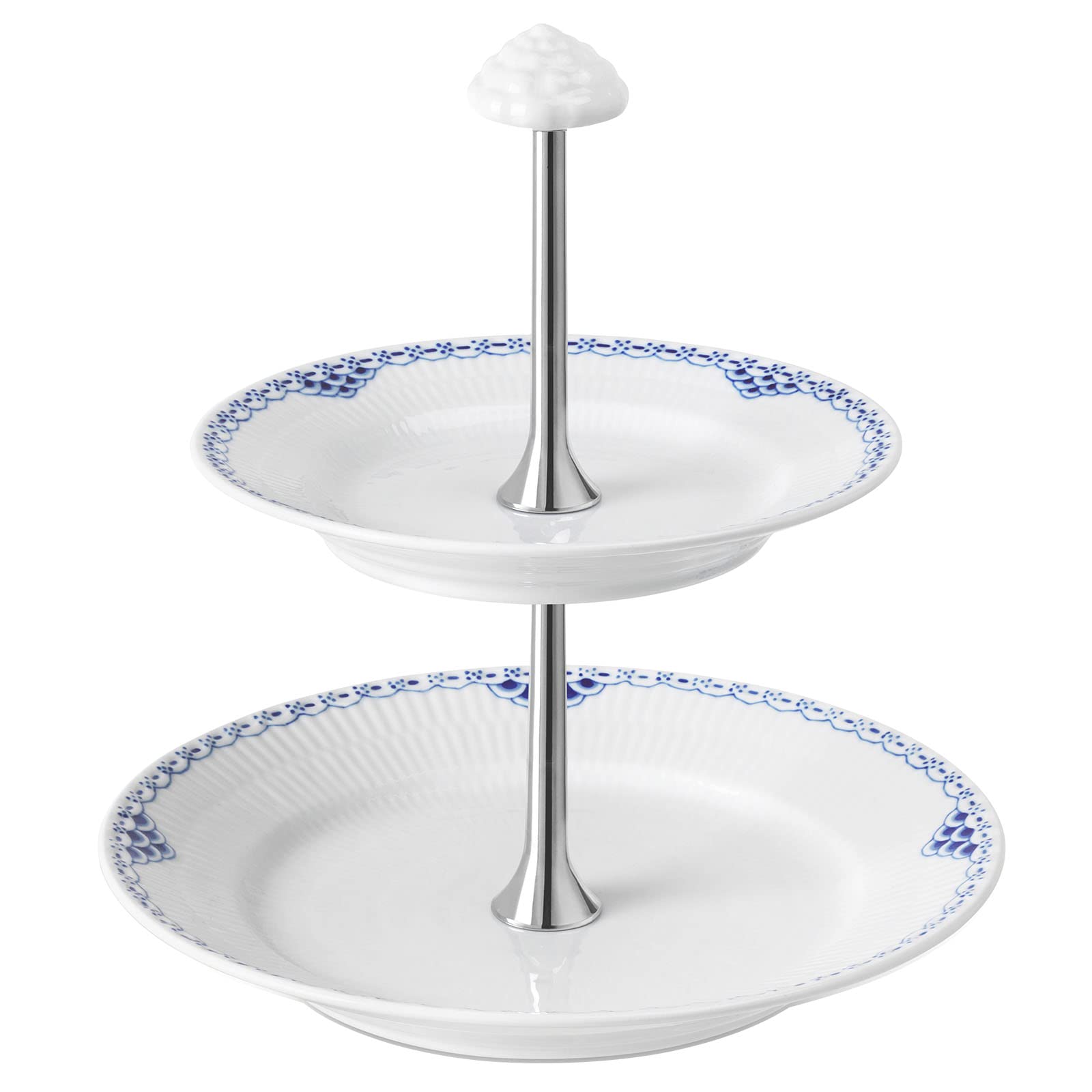 

[Officially Imported] Royal Copenhagen Princess Two-Tier Dessert Stand, Wedding Gift, 1062485, White