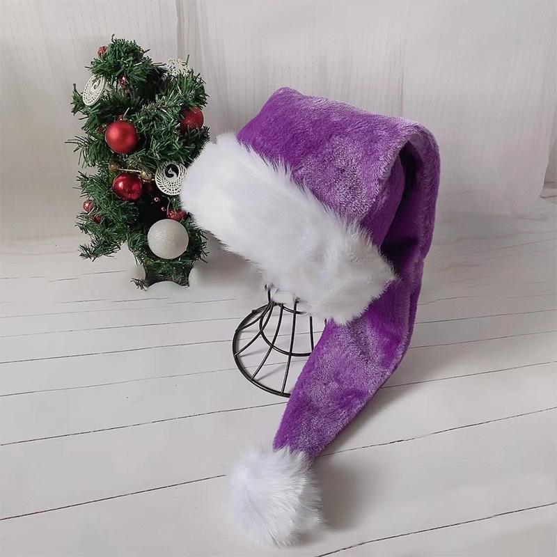 New Year 2025 75Cm White Fur Adult Christmas Hat Party High Quality Fur Xmas Cap Children Adult Plush Home Party Decoration