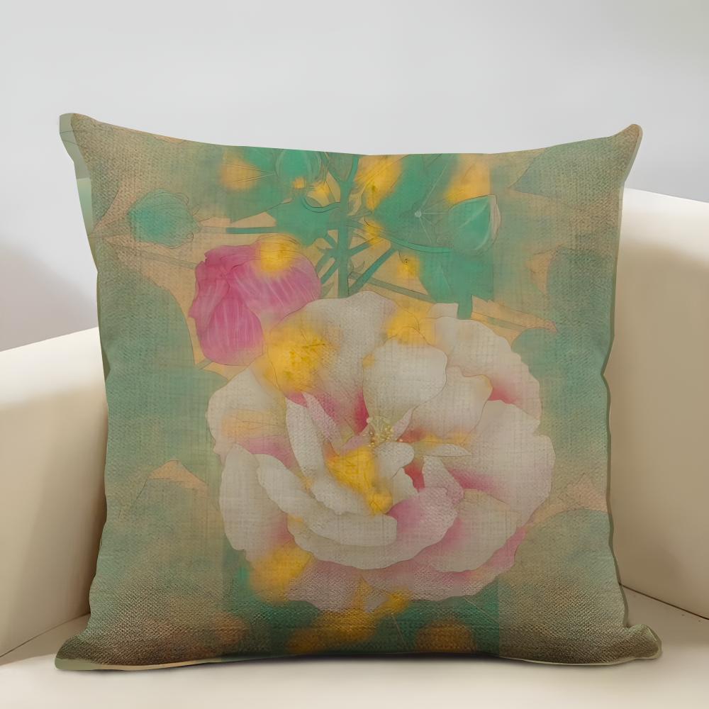 Rock Color Works Cushion Cover Household Decoration Linen Sofa Cushion Cover: Skin-Friendly & Breathable With Invisible Zipper