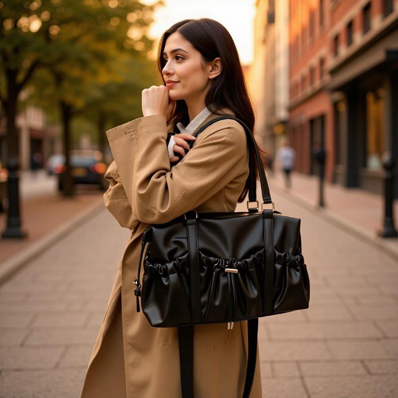 Grenzüberschreitende Plissee-Tragetasche: Modische vielseitige Umhänge- & Crossbody-Tasche im College-Stil