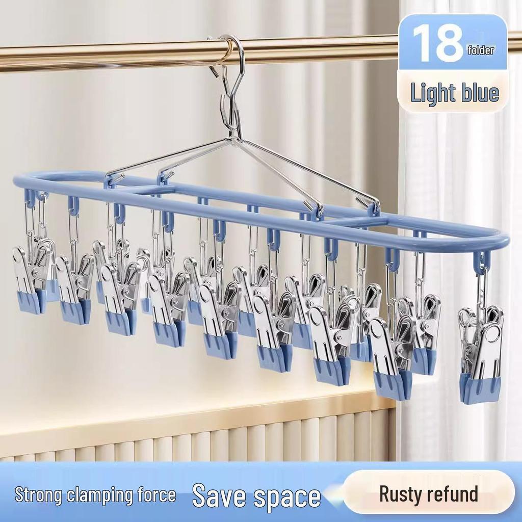 Multifunktionales Plastik-Wäscheständer mit 10 Clips für Socken & Unterwäsche für den Balkon