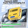 5 IN 1 GaN Desktop Charger For IPhone17 16Pro Laptop Samsung 240W Fast Charging Adapter USB C To Type-C Cable 3PD 2USB Charger