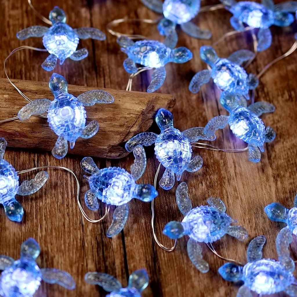 JASHIKA- Sea Turtle Decorative Lights- Ocean Themed String Lights -10ft 30 LEDs-USB Plug-in -Battery Pack - Remote Control -Baby Shower- Bathroom-