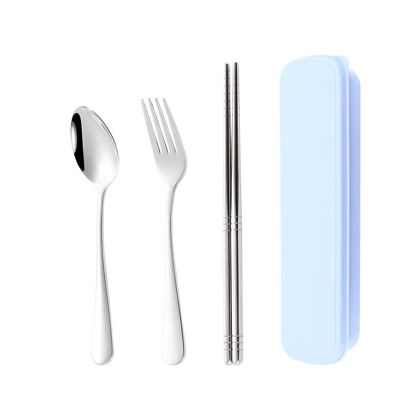 304 Stainless Steel Cutlery Set: Spoon, Fork & Chopsticks - Portable Three-Piece Set for Outdoors, Gift, or Students with Custom Logo Option