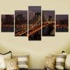 Home Decor Modular Poster 5 Panel Manhattan Bridge Night Landscape Painting Modern Canvas Print Pictures Decor Wall Art Frame No Frame