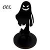 Anti Deformation Wood Base Halloween Wooden Shadow Candle Holder, Scarecrow Bat Black Cat Ghost Silhouette Artistic Table Ornament for Home