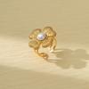 GEMCHIC Women's 18K Gold Plated Stainless Steel Flower Pearl Earrings Set