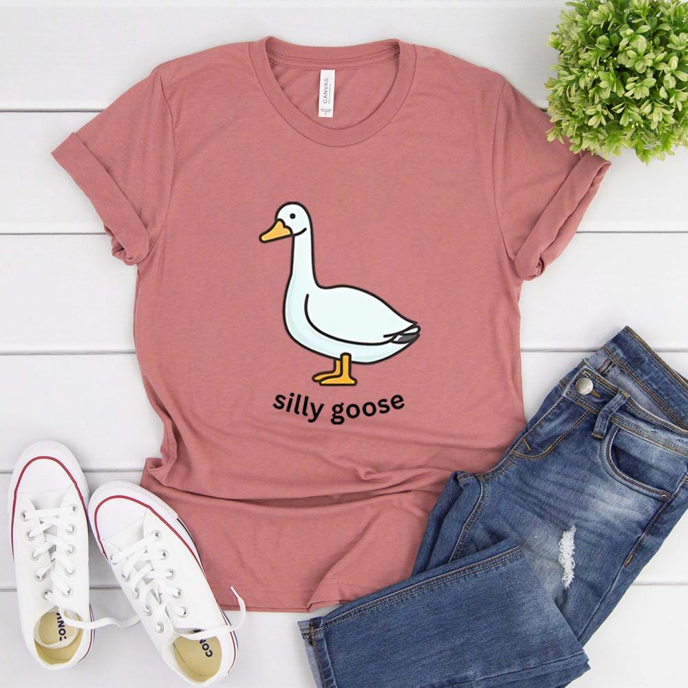 Silly Goose TShirt Cute Goose Short Sleeve Shirts Silly Goose University Shirt Funny Goose Tee Unisex Trendy Summer Casual Tops