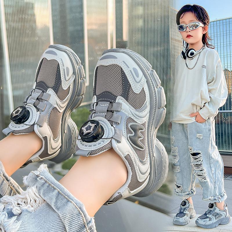Kindersport schuhe atmungsaktives Mesh Papa Schuhe 2025 Frühling und Herbst neu Jungen Laufschuhe Drehverschluss Freizeitschuhe