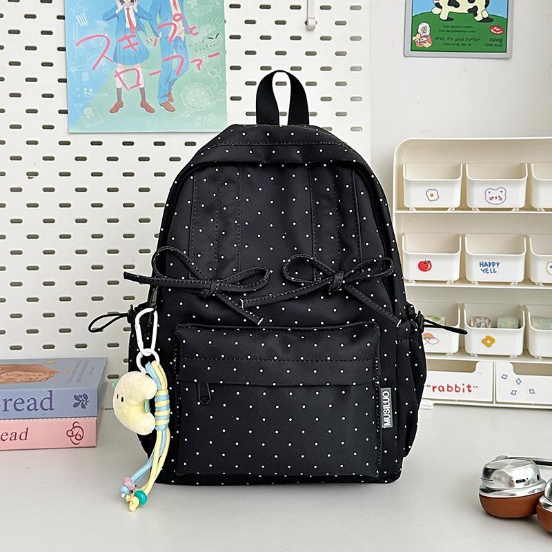 School bag summer new small fresh polka dot sweet girl travel mini backpack high value literary and art fan girls backpack