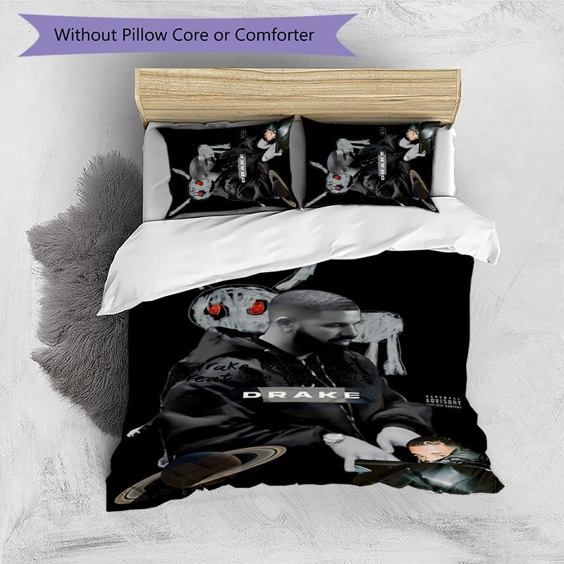 Drake 3pcs Bedding Set Duvet Cover Closure Includes 1 Duvet Cover & 2 Pillowcases for All Seasons Bedroom Home Dorm Decor