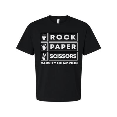 Rock Paper Scissors Varsity Champion Graphic T Shirt Unisex Adult Tee Soft Comfo