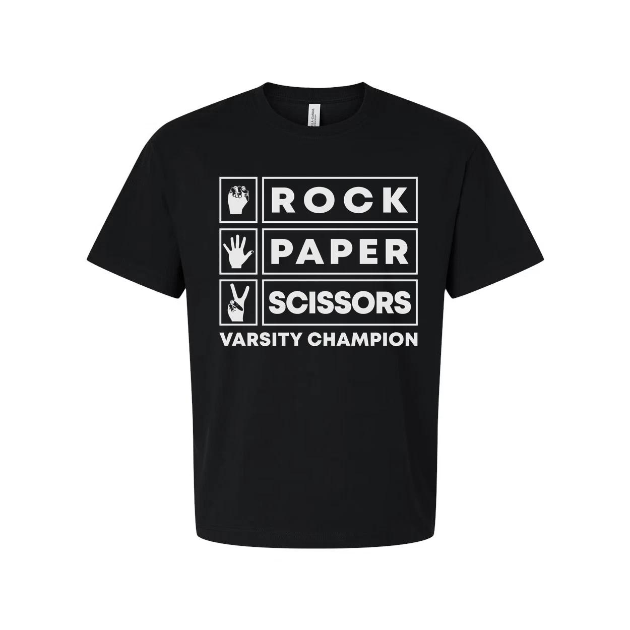 

Rock Paper Scissors Varsity Champion Graphic T Shirt Unisex Adult Tee Soft Comfo 2XL